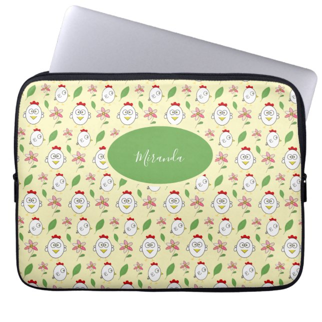 Housse Pour Ordinateur Portable Illustration de poulet au dessin mignon (Devant)