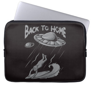 Housse Pour Ordinateur Portable Illustration de surf pour alien avec retour à la m