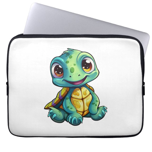 Housse Pour Ordinateur Portable Illustration de tortue caricaturale (Devant)