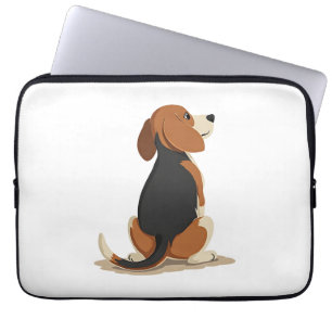 Housse Pour Ordinateur Portable Illustration de vue arrière de chien Beagle vintag