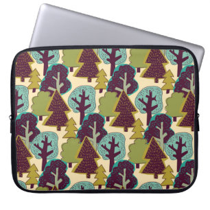 Housse Pour Ordinateur Portable Illustration des arbres à gribouillis couleur forê