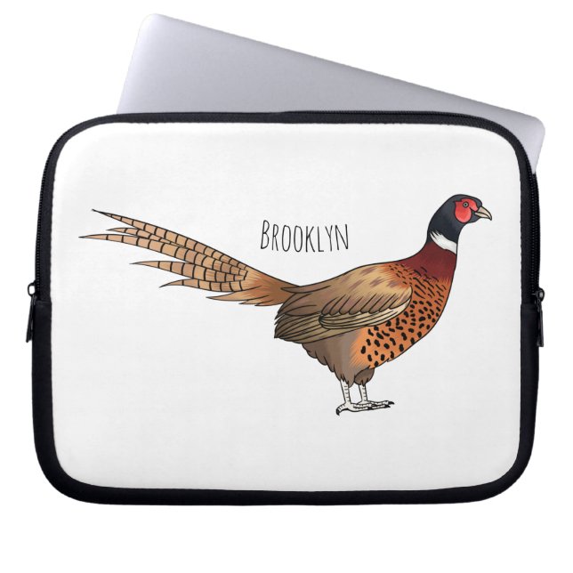 Housse Pour Ordinateur Portable Illustration d'oiseau faisan à cou circulaire (Devant)