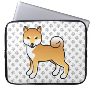 Housse Pour Ordinateur Portable Illustration du chien de dessin animé Red Shiba In