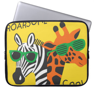 Housse Pour Ordinateur Portable Illustration du dessin animé de la cool Zebra Gira