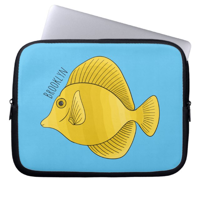 Housse Pour Ordinateur Portable Illustration du poisson-tang jaune (Devant)