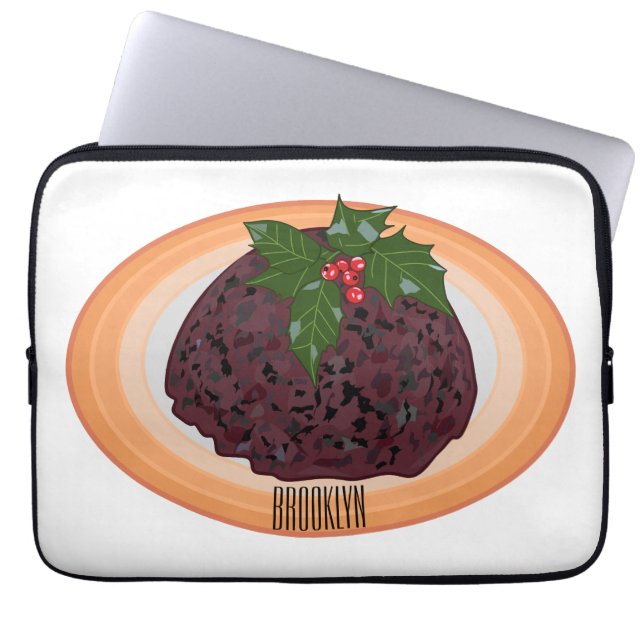 Housse Pour Ordinateur Portable Illustration du pudding de Noël (Devant)