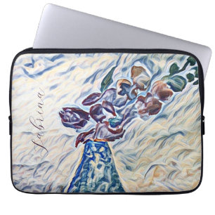 Housse Pour Ordinateur Portable Illustration du vase floral texturé de signature c