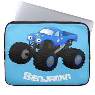 Housse Pour Ordinateur Portable Illustration d'un camion monstre bleu mou