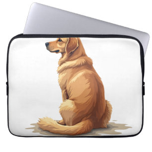 Housse Pour Ordinateur Portable Illustration d'un Golden Retriever vu de dos pour