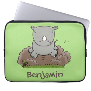 Housse Pour Ordinateur Portable Illustration d'un petit rhinocéros