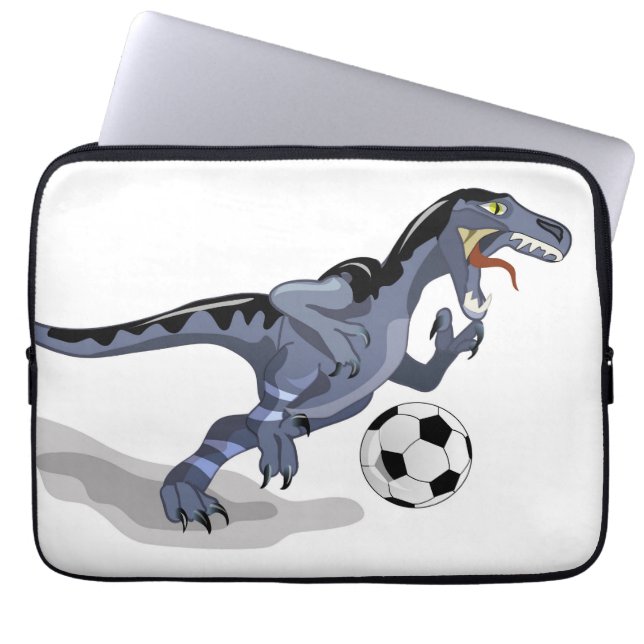 Housse Pour Ordinateur Portable Illustration D'Un Raptor Dinosaure Jouant Au Footb (Devant)