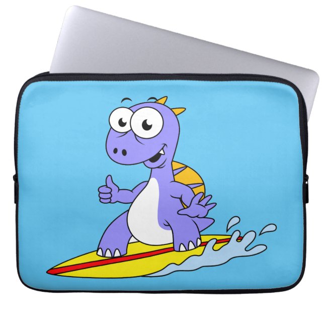 Housse Pour Ordinateur Portable Illustration D'Un Spinosaure De Surf. (Devant)