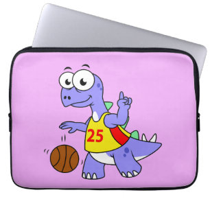 Housse Pour Ordinateur Portable Illustration D'Un Stegosaurus Jouant Au Basket.