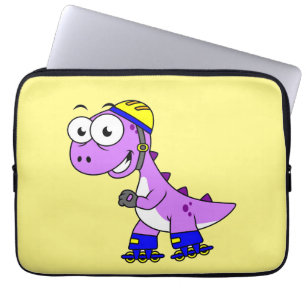 Housse Pour Ordinateur Portable Illustration D'Un Tyrannosaurus Rex De Patinage.