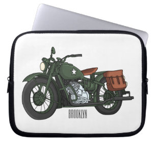 Housse Pour Ordinateur Portable Illustration d'une moto de croiseur militaire