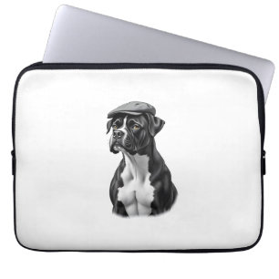 Housse Pour Ordinateur Portable Illustration graphique monochrome de Boxer vintage
