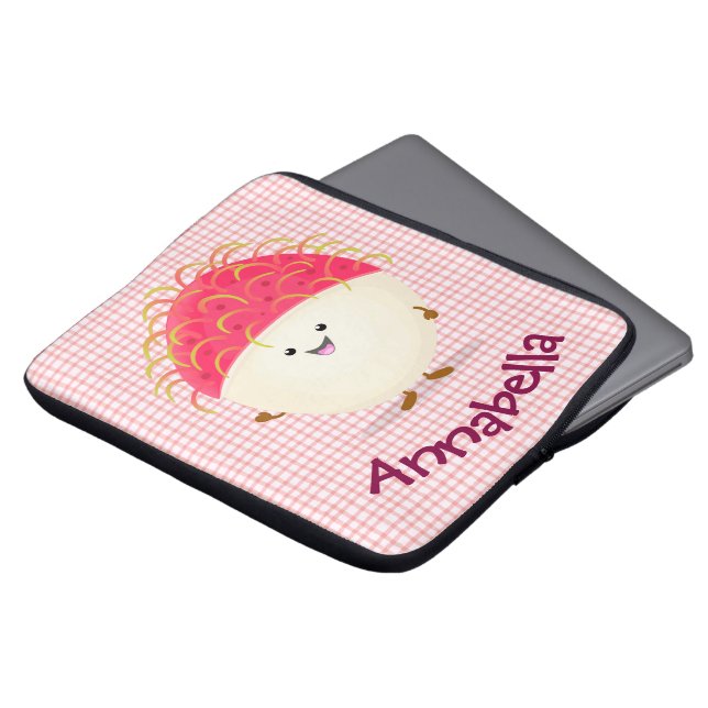Housse Pour Ordinateur Portable Illustration mignon du ramboutan rose (Devant haut)