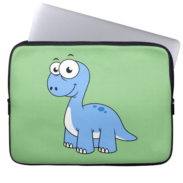 Housse Pour Ordinateur Portable Illustration Mignonne D'Un Brontosaurus. (Devant)