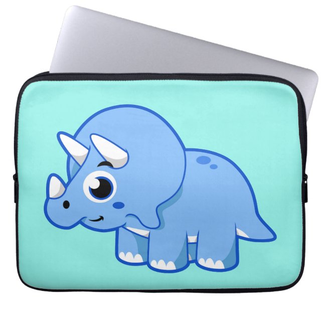 Housse Pour Ordinateur Portable Illustration Mignonne D'Un Dinosaure Tricératops. (Devant)