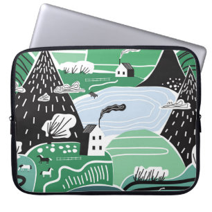 Housse Pour Ordinateur Portable Illustration scandinave abstraite dessinée à la ma