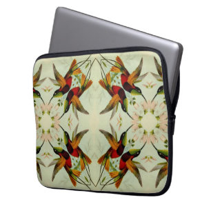 Housse Pour Ordinateur Portable Illustration vintage de colibris et fleurs