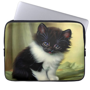 Housse Pour Ordinateur Portable Illustration vintage Tuxedo Kitten