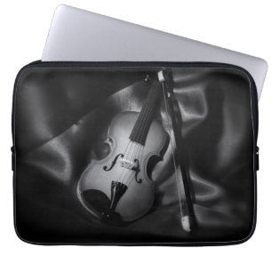 Housse Pour Ordinateur Portable Image en noir et blanc d'un violon nature morte