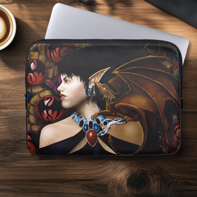 Housse Pour Ordinateur Portable Imaginaire à papillon Elf Dragon (Créateur téléchargé)