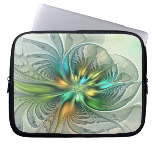 Housse Pour Ordinateur Portable Imaginaire coloré Moderne Fleur Abstraite Fractale