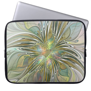 Housse Pour Ordinateur Portable Imaginaire Floral Fleur Art Fractal Moderne Avec O