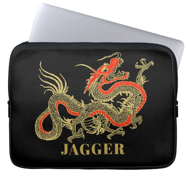 Housse Pour Ordinateur Portable Imaginaire rouge noir Dragon chinois (Devant)