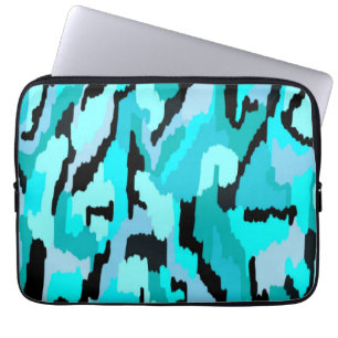 Housse Pour Ordinateur Portable Impression Abstraite turquoise et noire