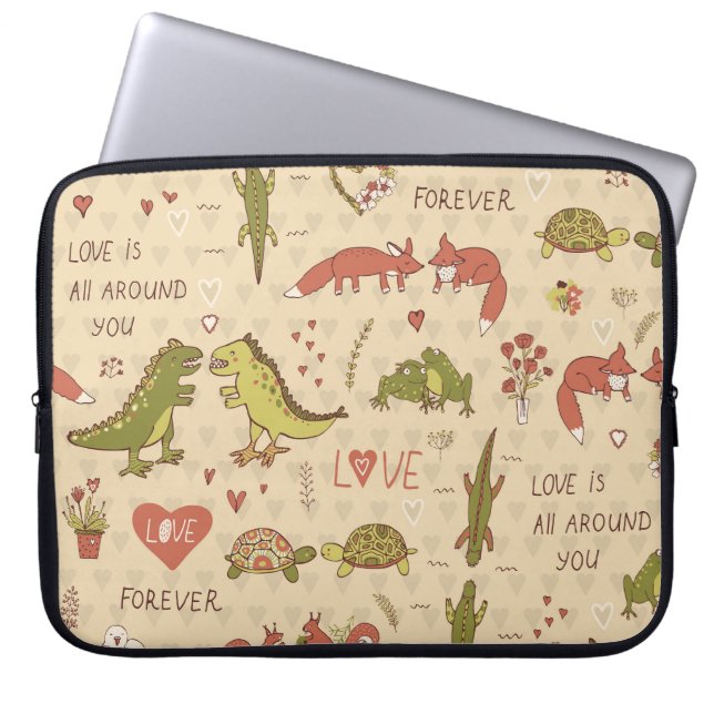 Housse Pour Ordinateur Portable Impression manuelle d'un animal Valentine (Devant)