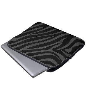 Housse Pour Ordinateur Portable Impression noire et grise Zebra