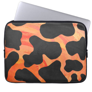 Housse Pour Ordinateur Portable Impression noire et orange de vache