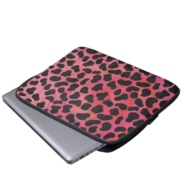 Housse Pour Ordinateur Portable Impression noire et rouge dalmate (Devant bas)