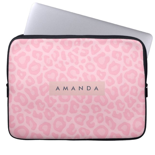 Housse Pour Ordinateur Portable Impression personnalisée léopard rose pâle (Devant)
