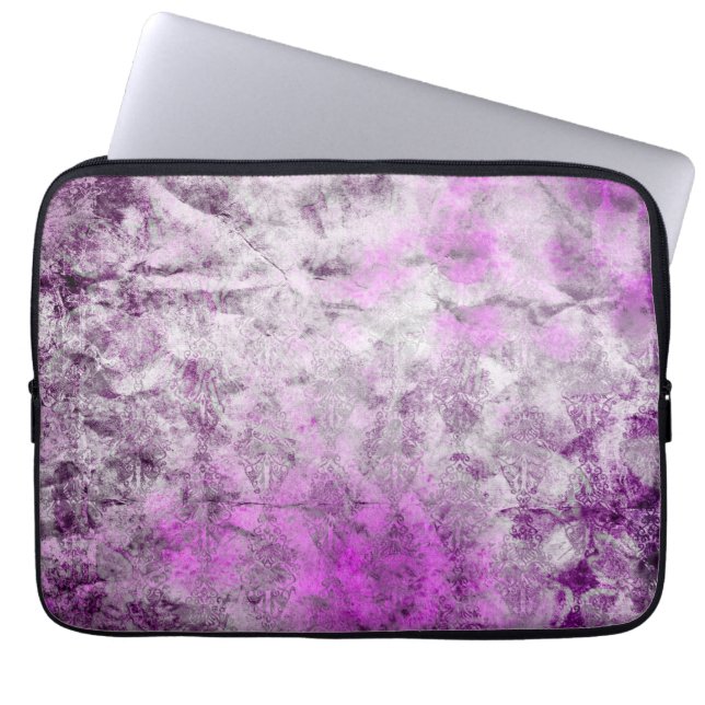 Housse Pour Ordinateur Portable Impression rose damassé Abstraite (Devant)