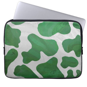 Housse Pour Ordinateur Portable Impression verte et blanche de vache