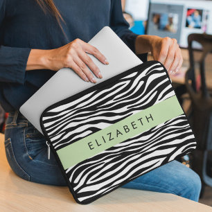 Housse Pour Ordinateur Portable Impression Zèbre, Grilles, Noir Et Blanc, Votre No