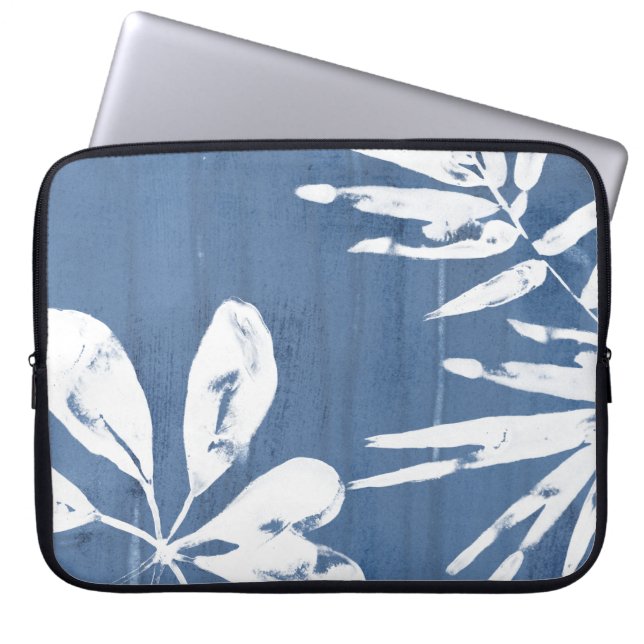Housse Pour Ordinateur Portable Impressions tropicales Indigo - Verdure tropicale (Devant)