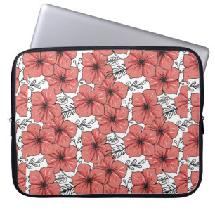 Housse Pour Ordinateur Portable imprimé de fleurs esquissé en couleur vive