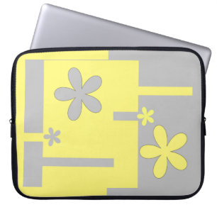 Housse Pour Ordinateur Portable imprimé gris et jaune,