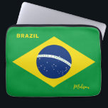 Housse Pour Ordinateur Portable Indicateur Brésil de nom personnalisé<br><div class="desc">Modifiez les champs de texte comme vous le souhaitez. Voir mon magasin pour plus de produits brésiliens.</div>