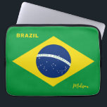 Housse Pour Ordinateur Portable Indicateur Brésil de nom personnalisé<br><div class="desc">Modifiez les champs de texte comme vous le souhaitez. Voir mon magasin pour plus de produits brésiliens.</div>