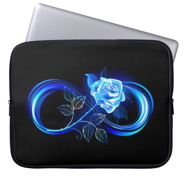 Housse Pour Ordinateur Portable Infini lumineux avec rose bleue (Devant)