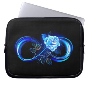 Housse Pour Ordinateur Portable Infini lumineux avec rose bleue
