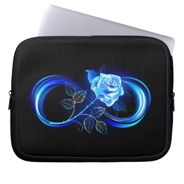 Housse Pour Ordinateur Portable Infini lumineux avec rose bleue (Devant)