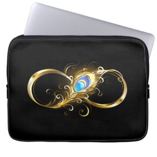Housse Pour Ordinateur Portable Infinité avec plume de paon doré