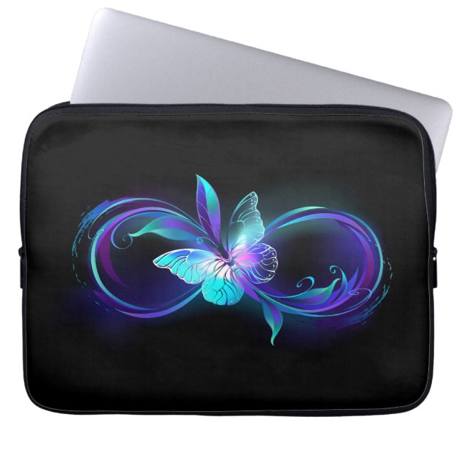 Housse Pour Ordinateur Portable Infinité brillante avec papillon magique (Devant)